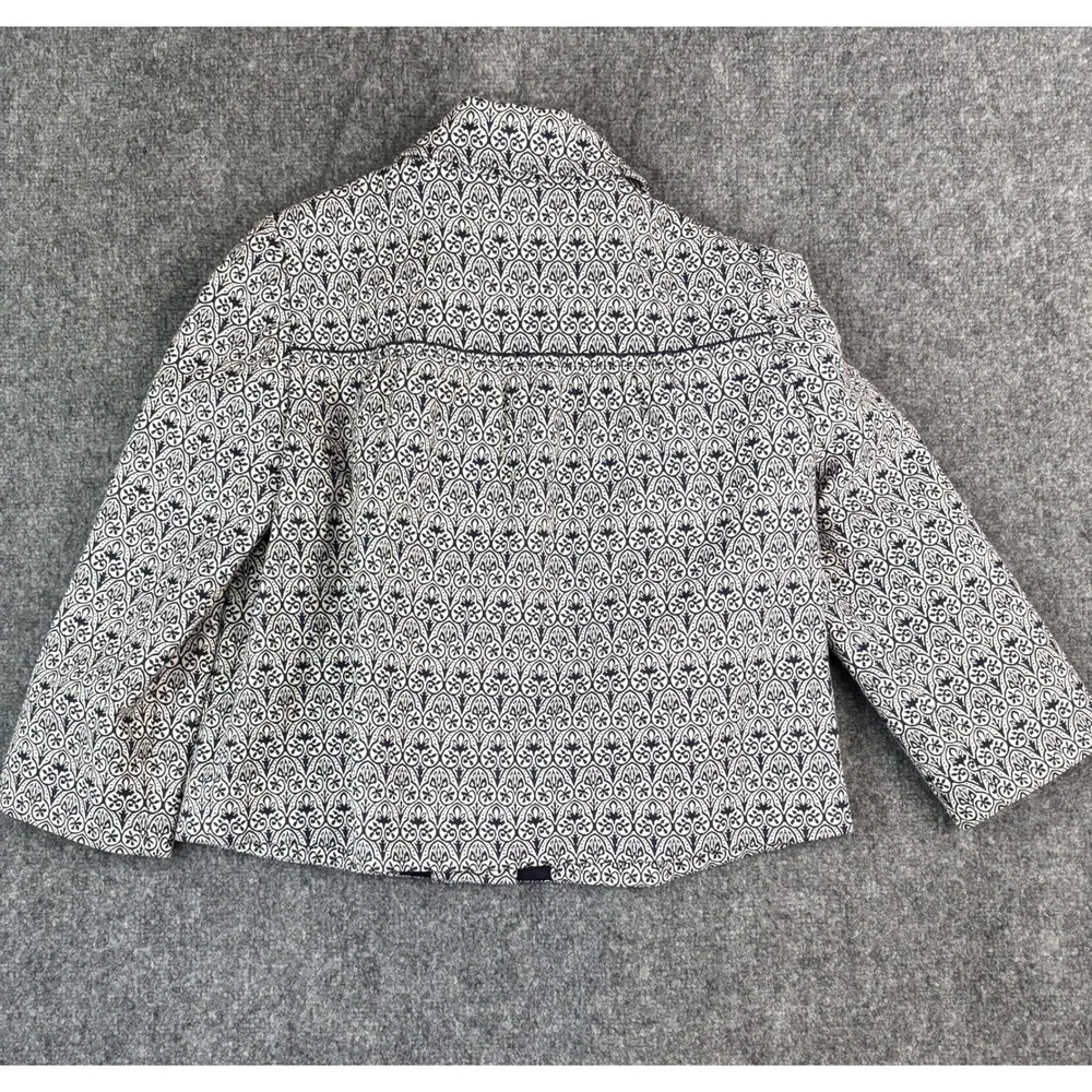 Tory Burch Heidi‎ Jacquard Blazer Jacket Blue Beige Printed Cotton Blend Size 8
